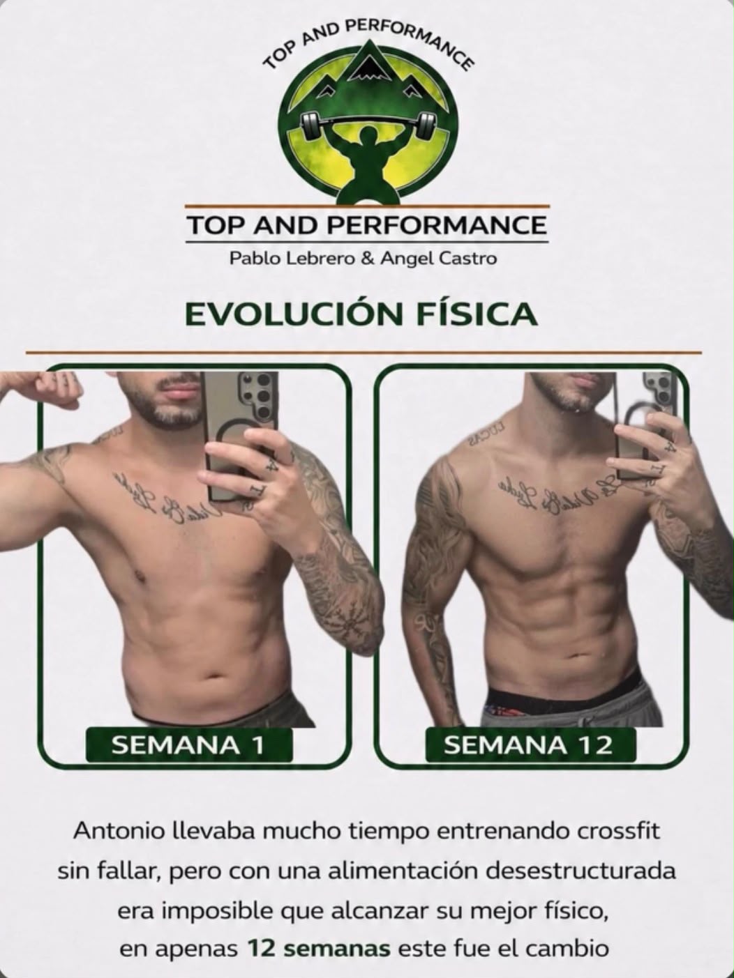 Evolución física de un cliente a lo largo del programa