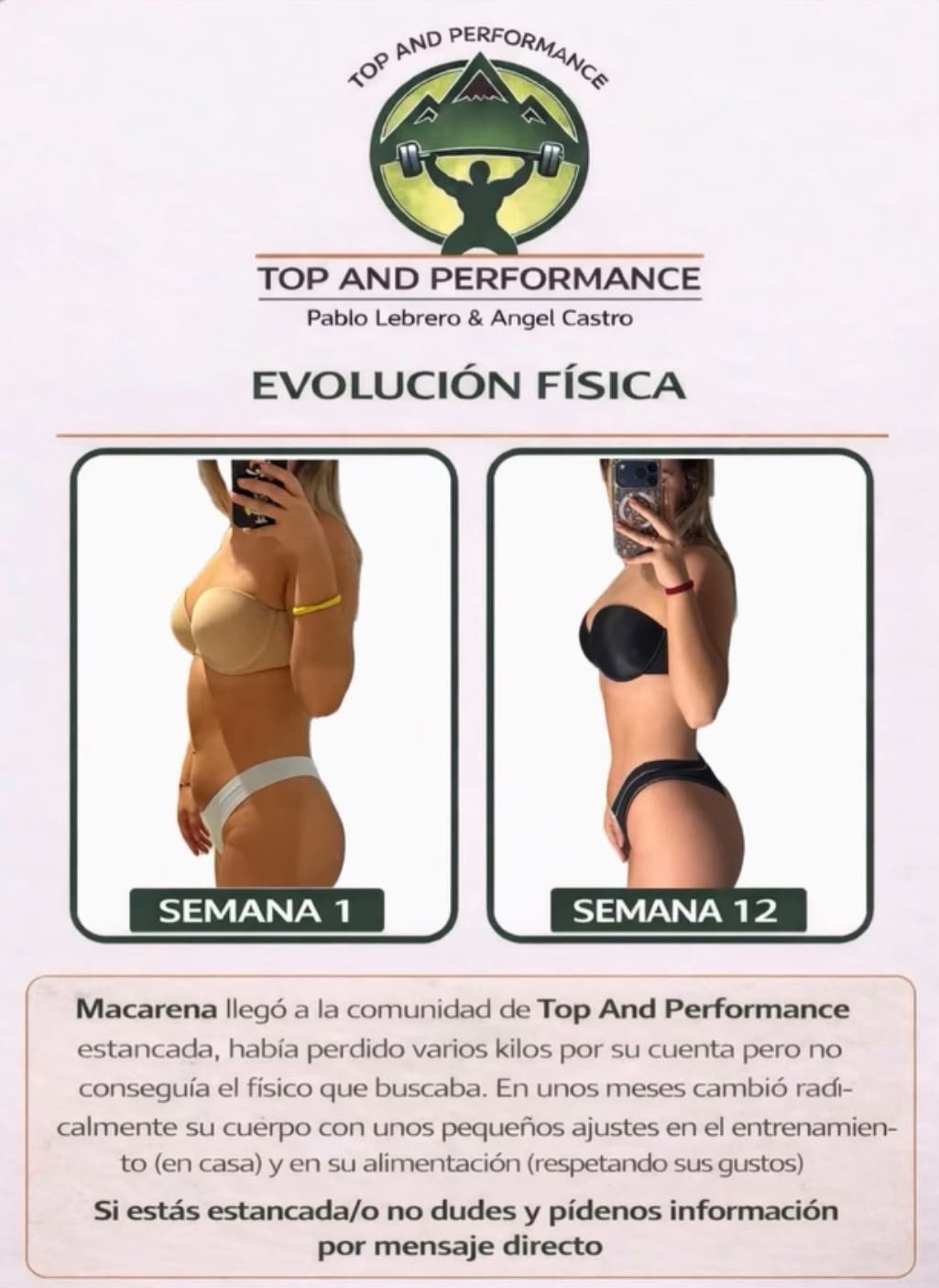 Evolución física de un cliente a lo largo del programa
