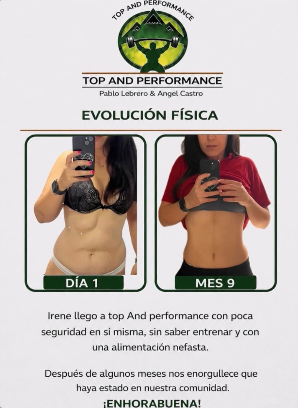 Evolución física de un cliente a lo largo del programa