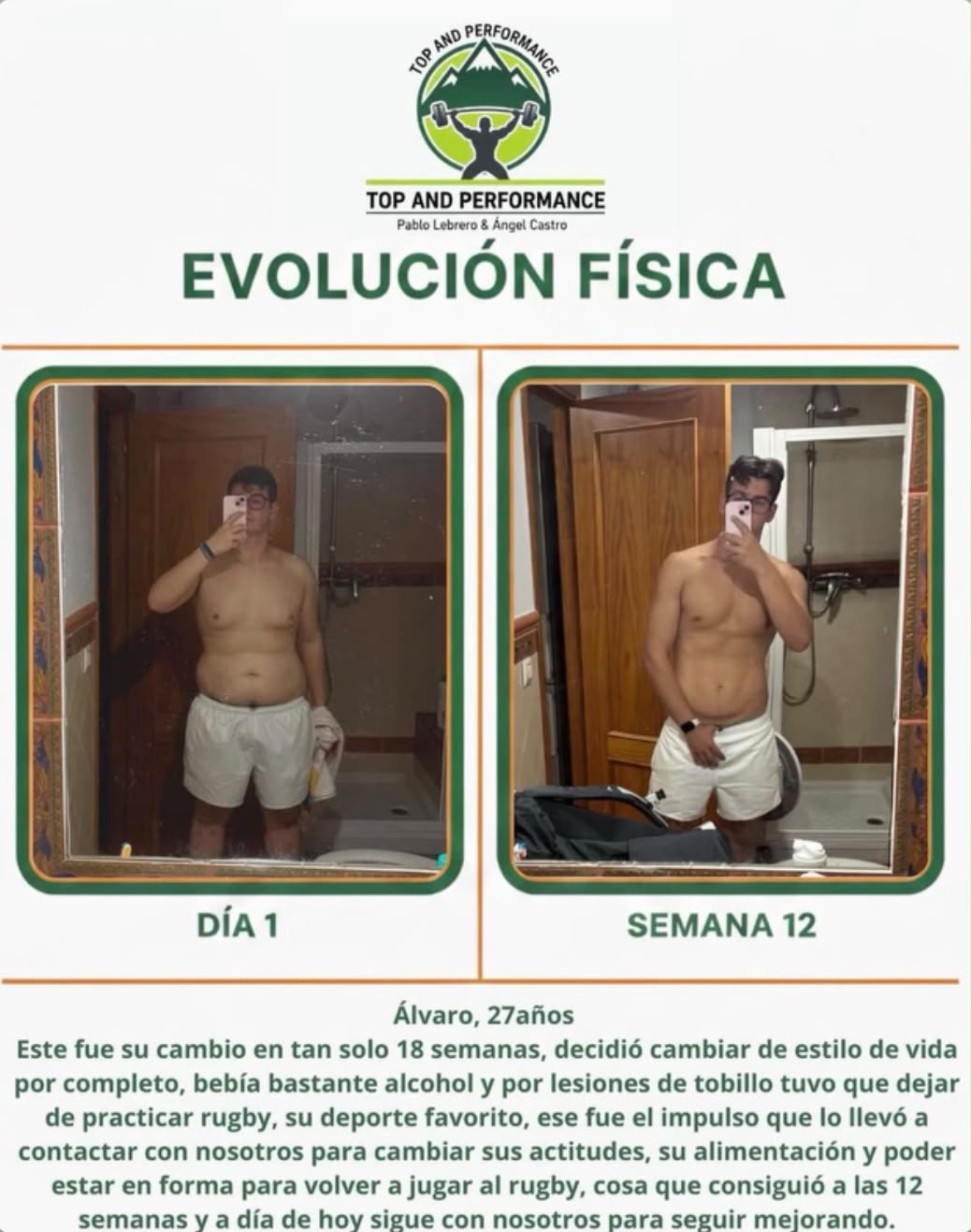 Evolución física de un cliente a lo largo del programa