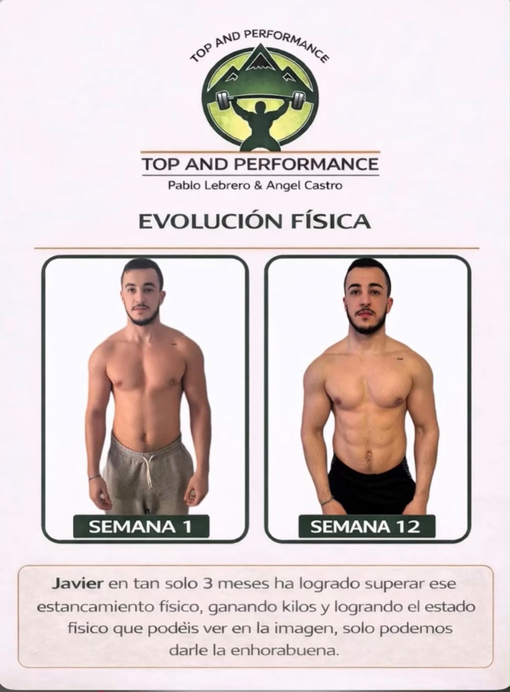 Evolución física de un cliente a lo largo del programa